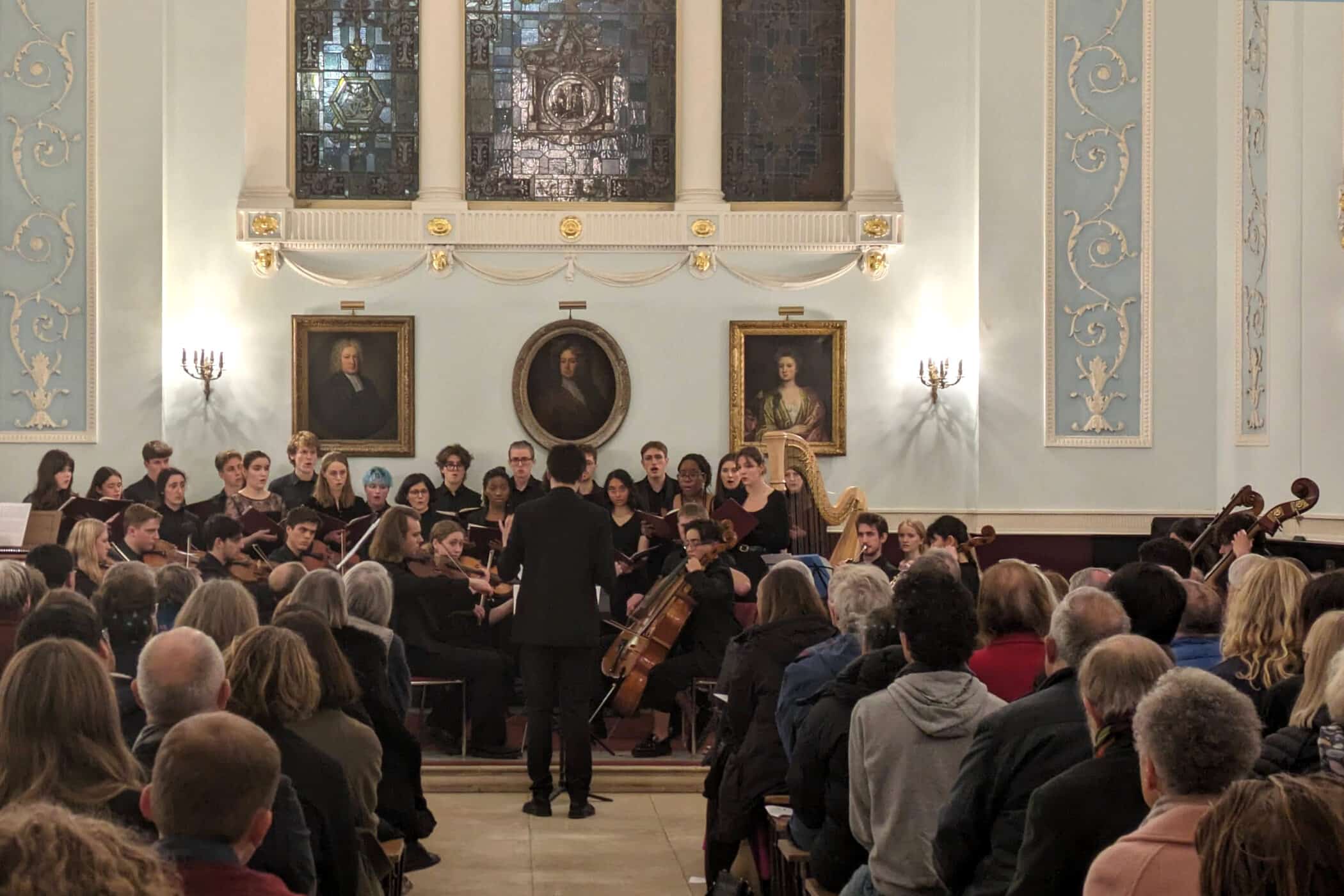 Choir and orchestra in the dining hall