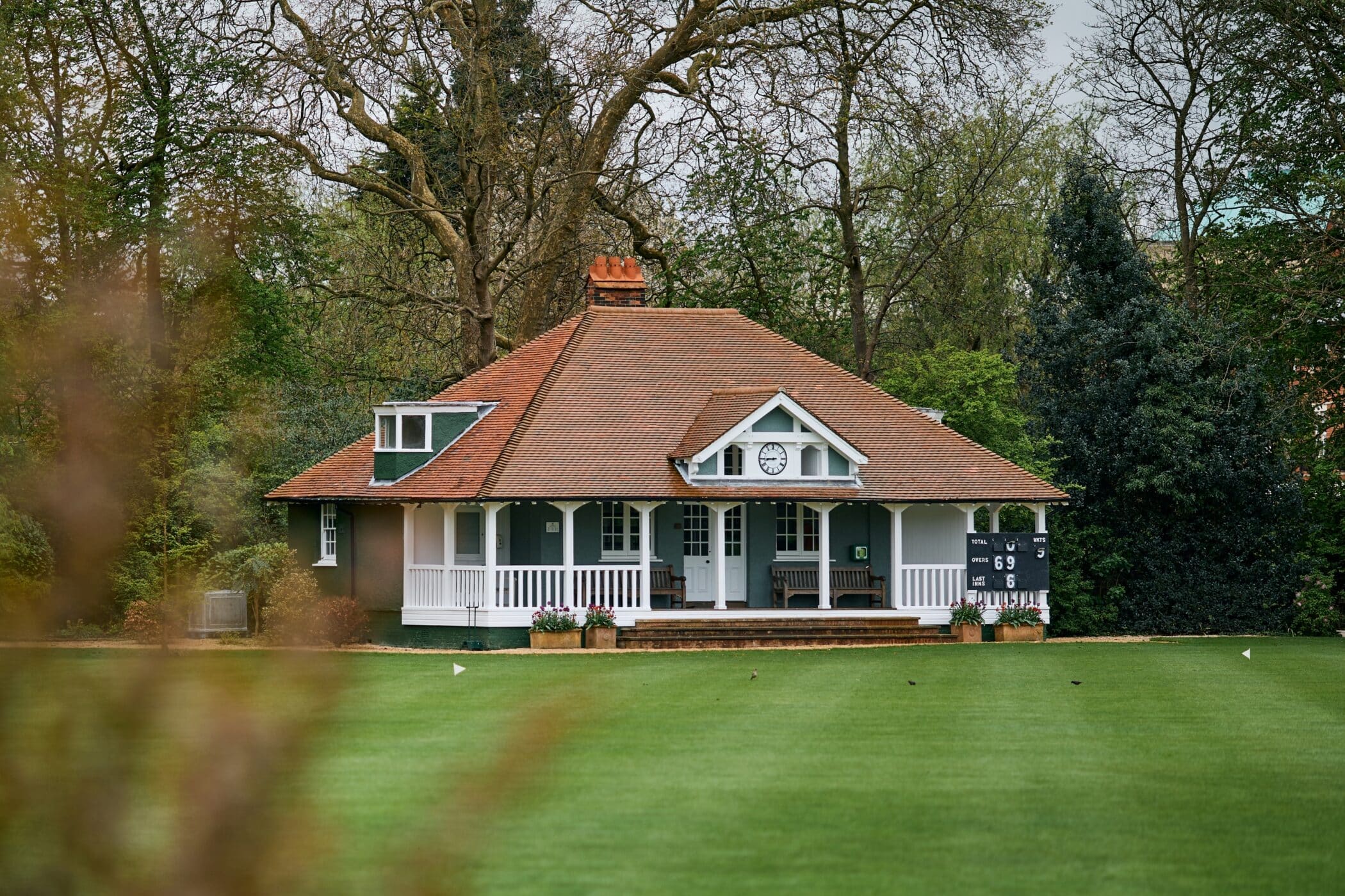 Sports pavilion on the cricket pitch