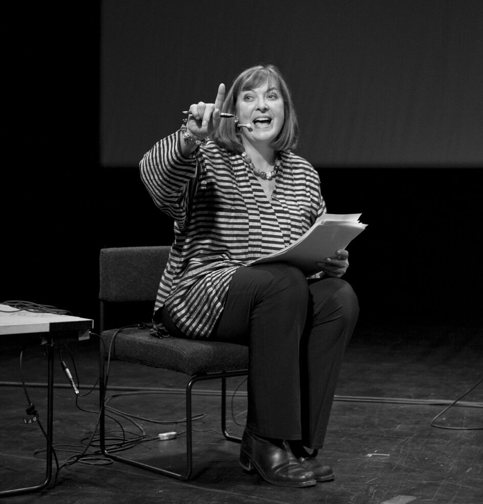 Bridget Kendall speaking on stage