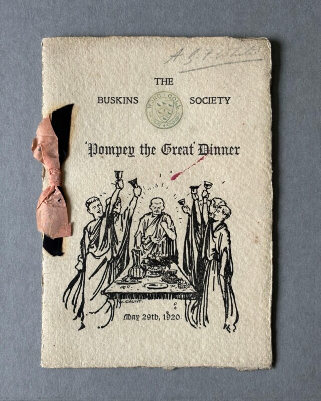 Menu from a dinner celebrating the production of Pompey the Great
