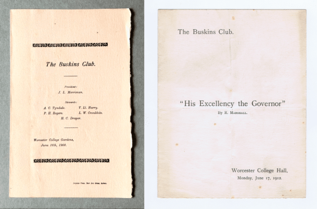 Printed programme covers for The Rivals and His Excellency the Governor