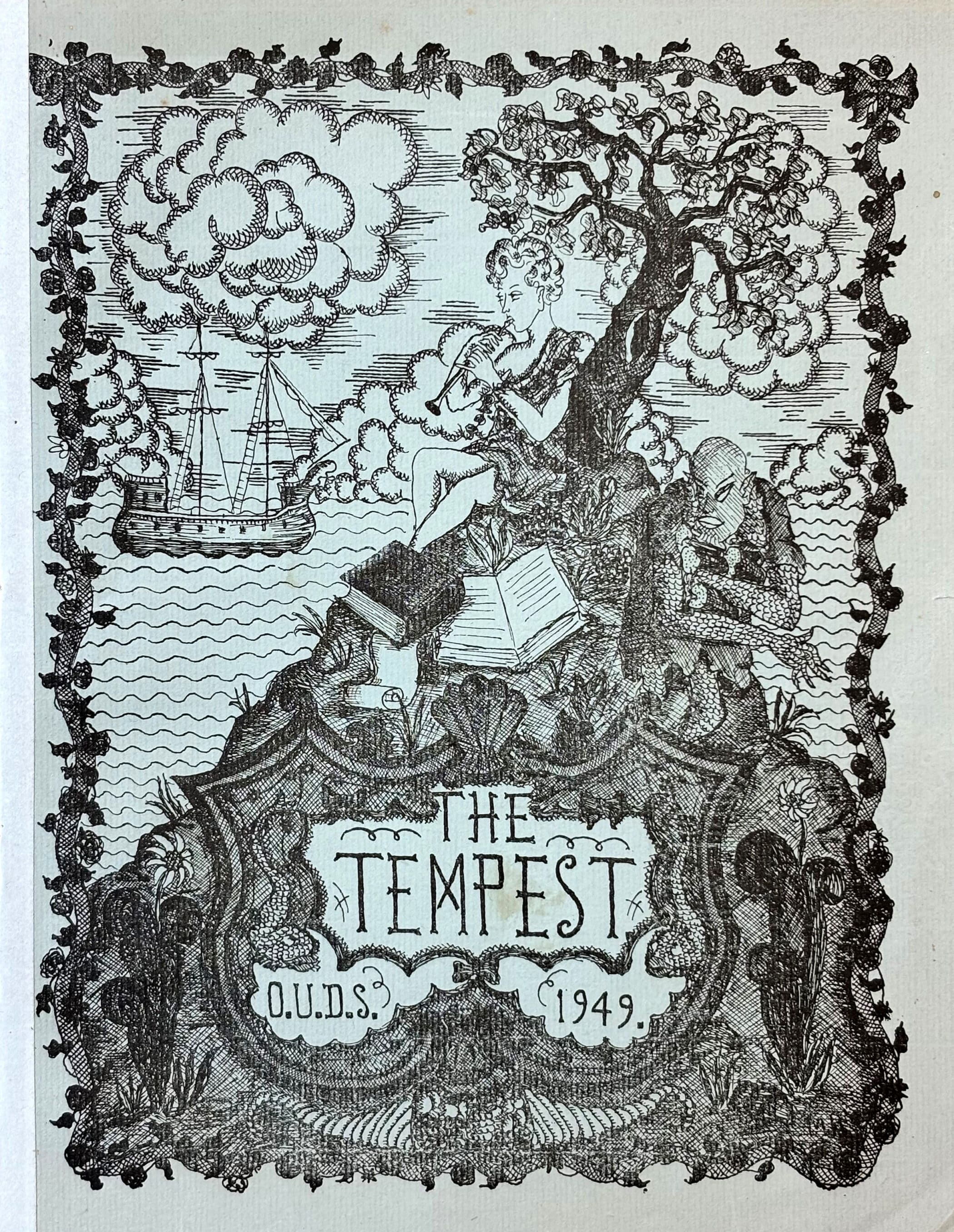 Programme for The Tempest with illustration of island and ship