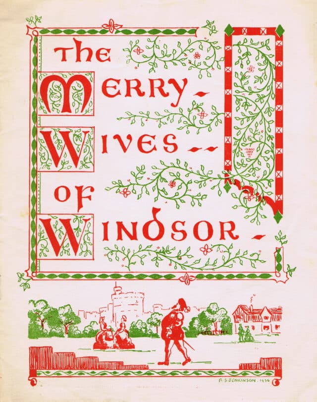 Poster for The Merry Wives of Windsor with medieval style illustration