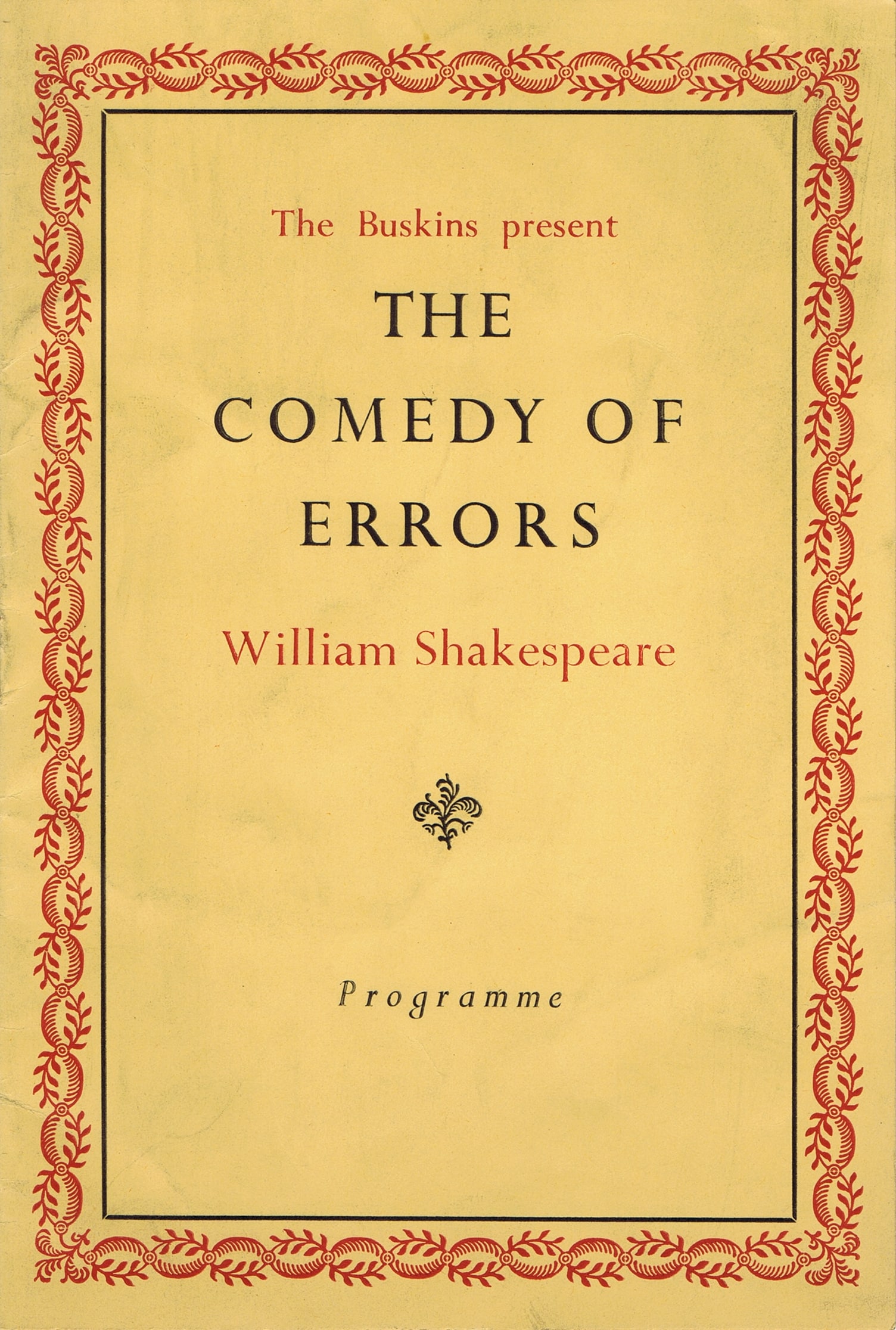 Programme for The Comedy of Errors