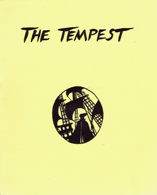Programme for The Tempest with circular illustration of ship's masts