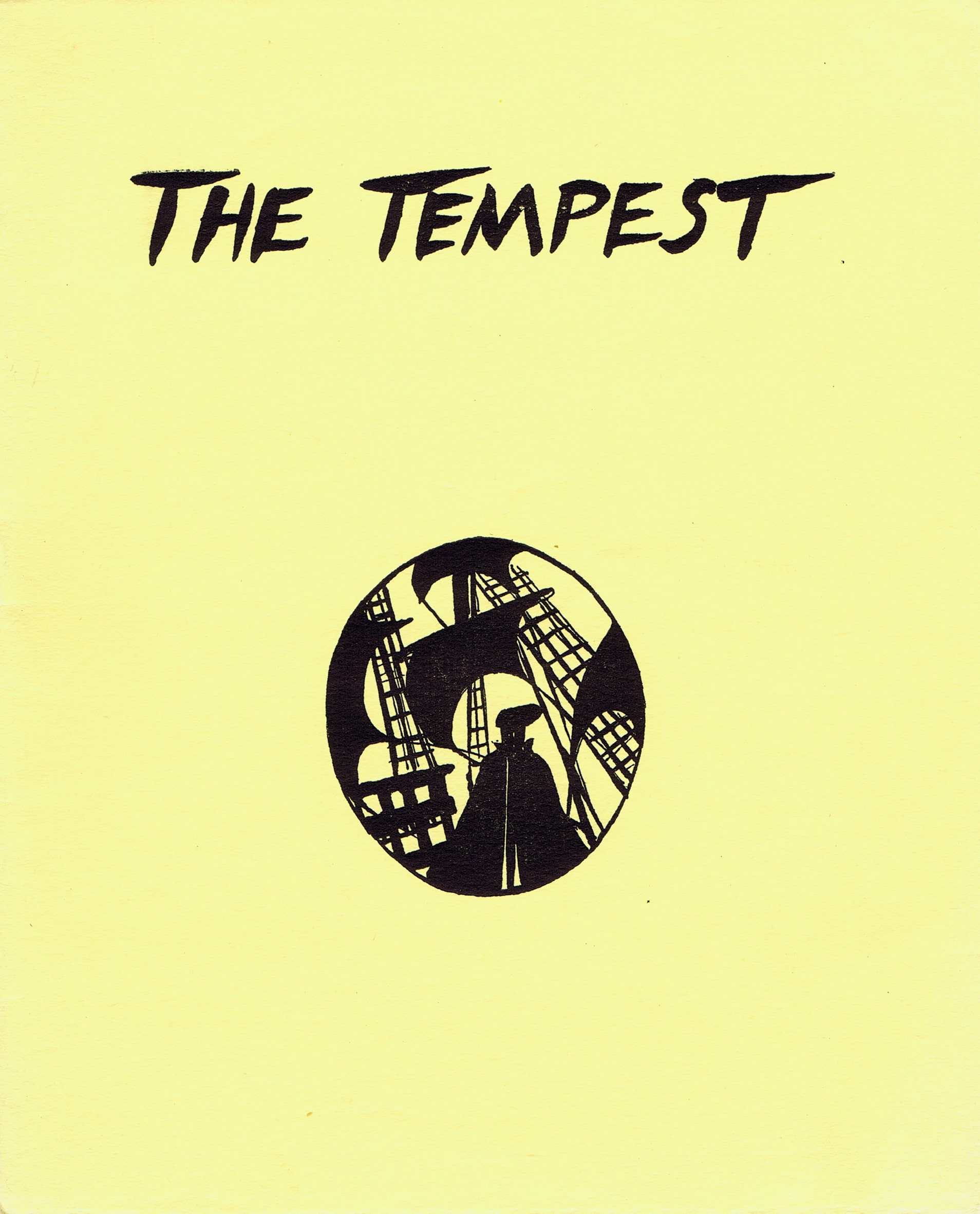 Programme for The Tempest with circular illustration of ship's masts