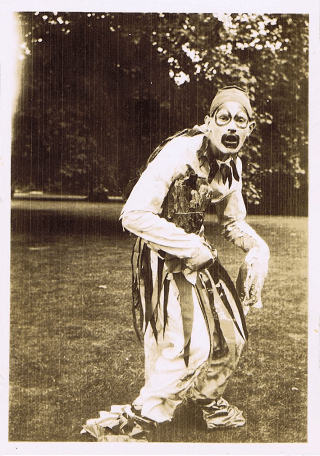 C F Dimont in costume and painted face as Caliban