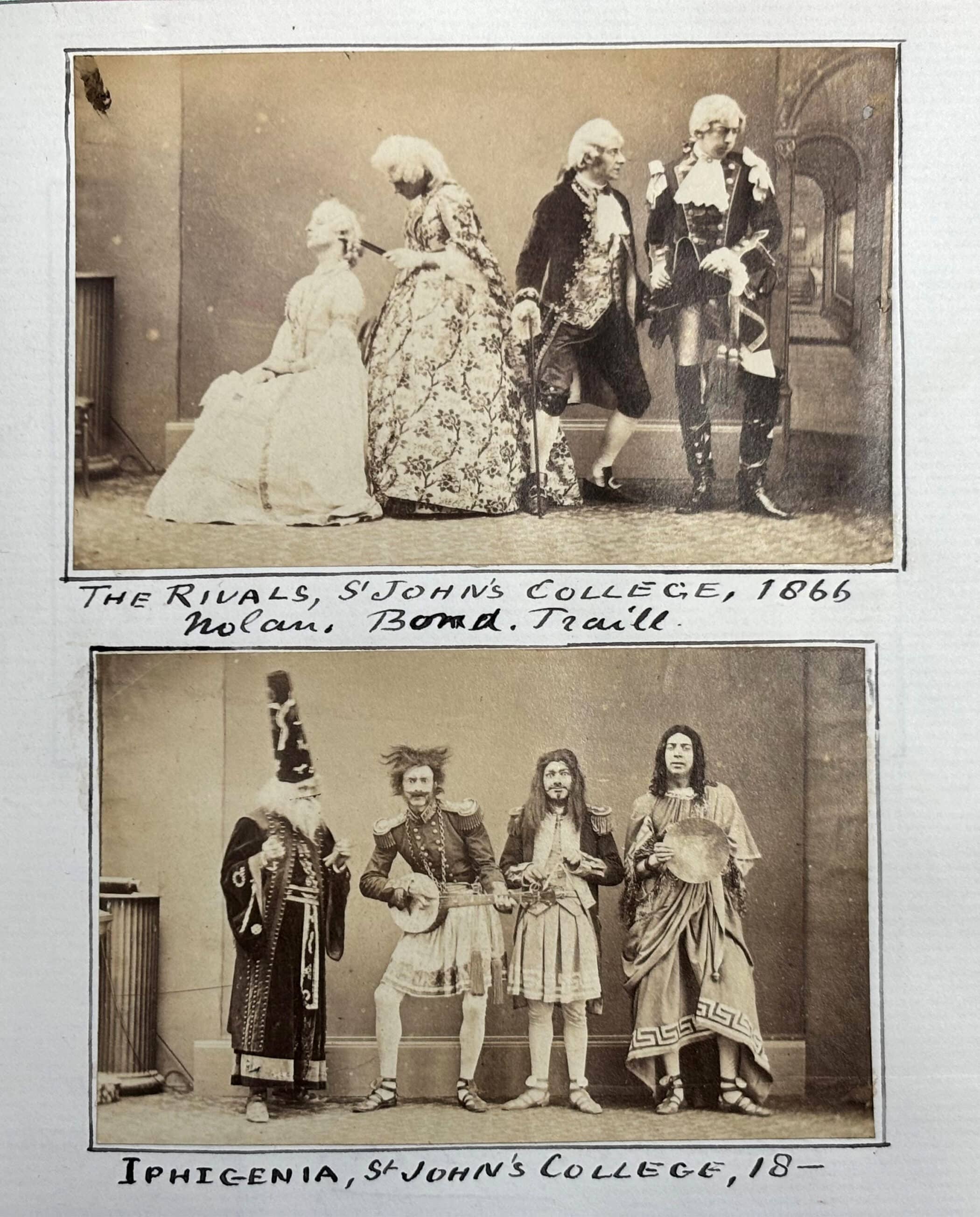 Victorian album photographs of the casts of The Rivals and Iphigenia