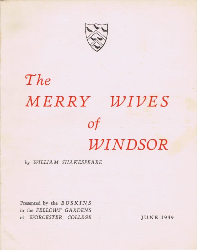 Programme for The Merry Wives of Windsor
