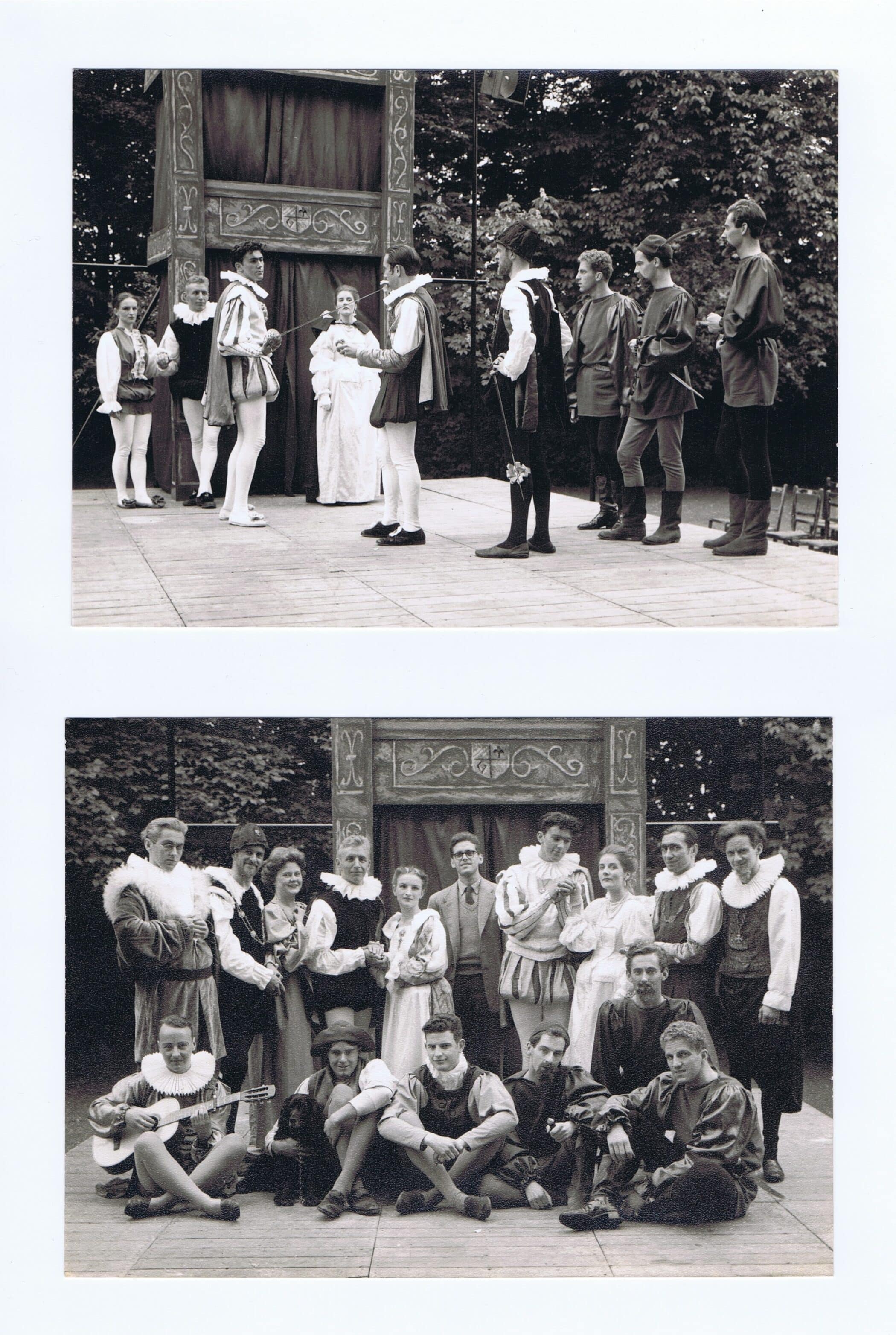 Two photos of the cast of Two Gentlemen of Verona