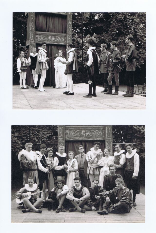 Two photos of the cast of Two Gentlemen of Verona