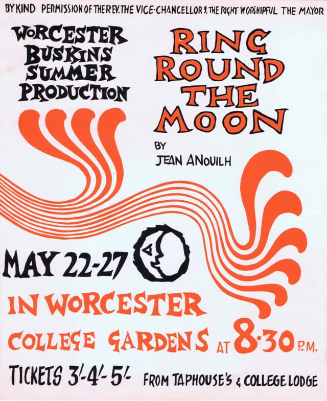 Poster for Ring Round the Moon with black and red text