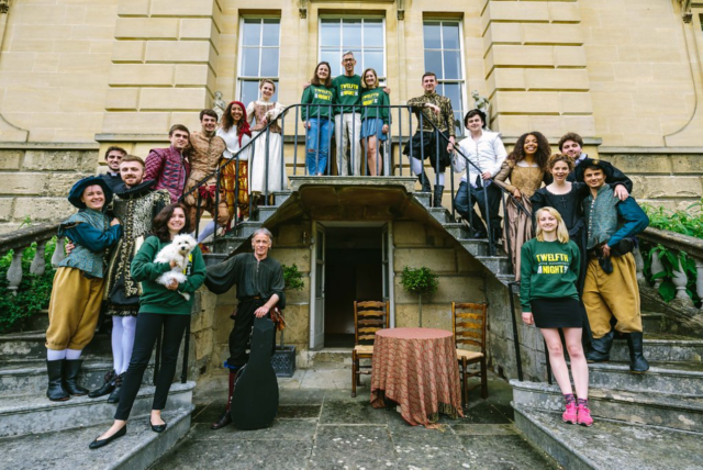 Twelfth Night cast and crew on Provost's Lodgings steps