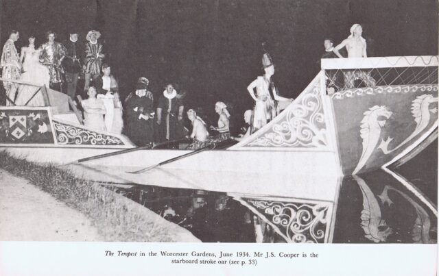 Photograph of barge on the lake in the 1934 production of The Tempest