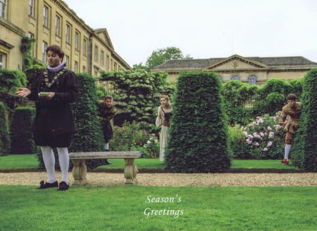 Actors in period costume in the Rose Garden