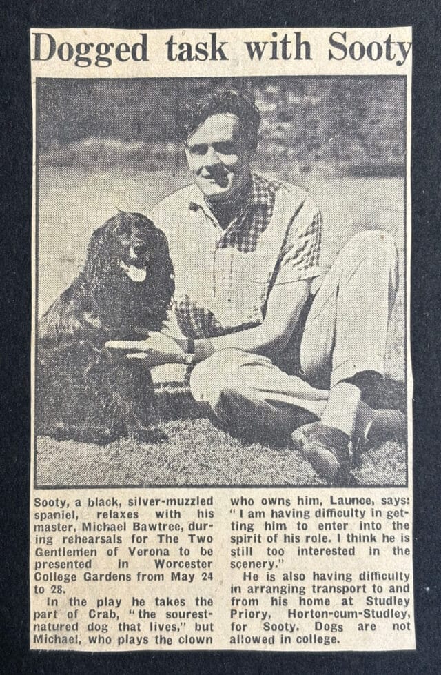 Press clipping titled Dogged task with Sooty