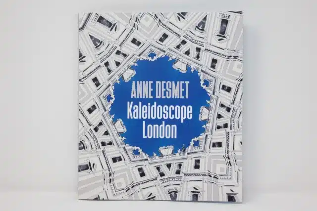 Anne Desmet Kaleidoscope London graphic with monochrome illustrations of buildings forming a pentagon