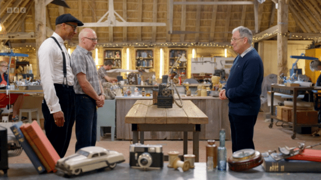 Screenshot of BBC TV programme The Repair Shop with dictaphone on table