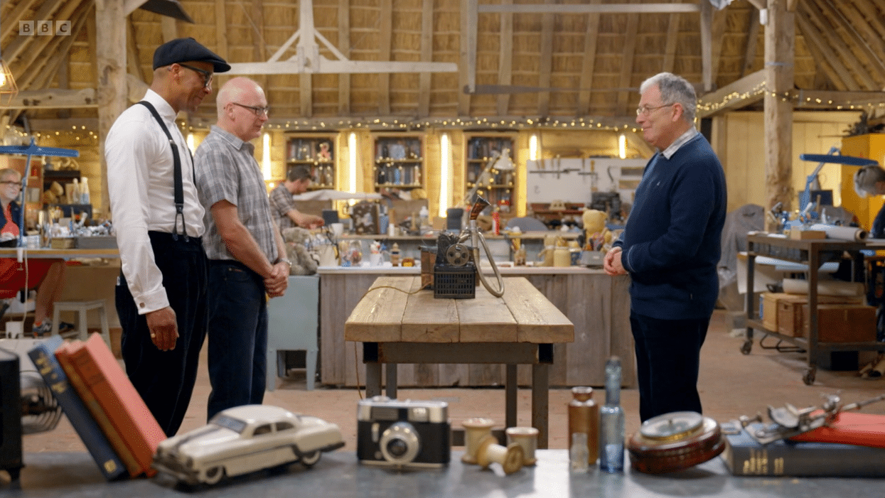 Screenshot of BBC TV programme The Repair Shop with dictaphone on table