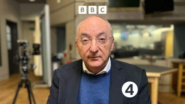 Peter Kosminsky in a radio studio