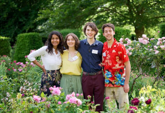 Four Buskins actors in the gardens