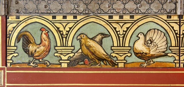 Painted detail from the Ashmolean's Great Bookcase