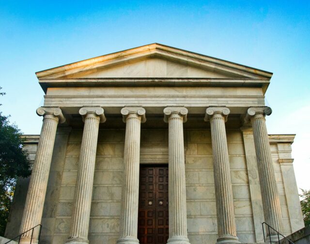 Clio Hall at Princeton - stone building with columns