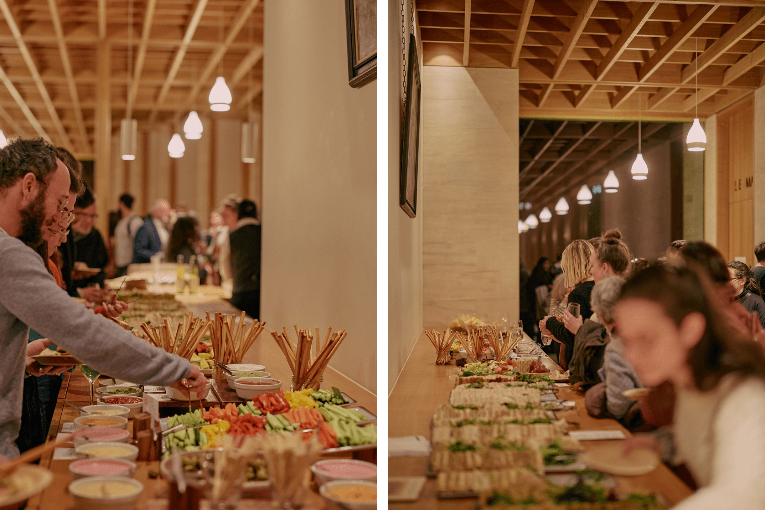 Guests eating from buffet